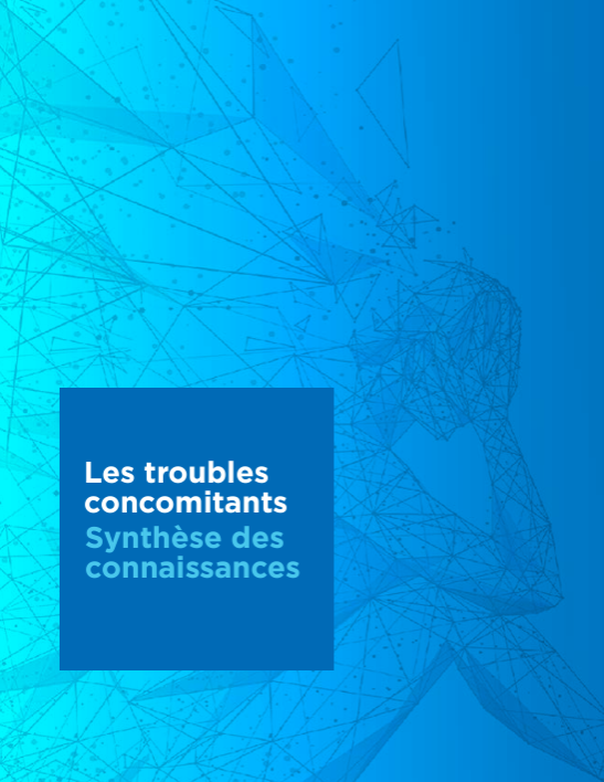 Book cover with blue background and geometric pattern of lines and points, featuring a profile of a human face in side view, with a blue rectangular box containing French text.