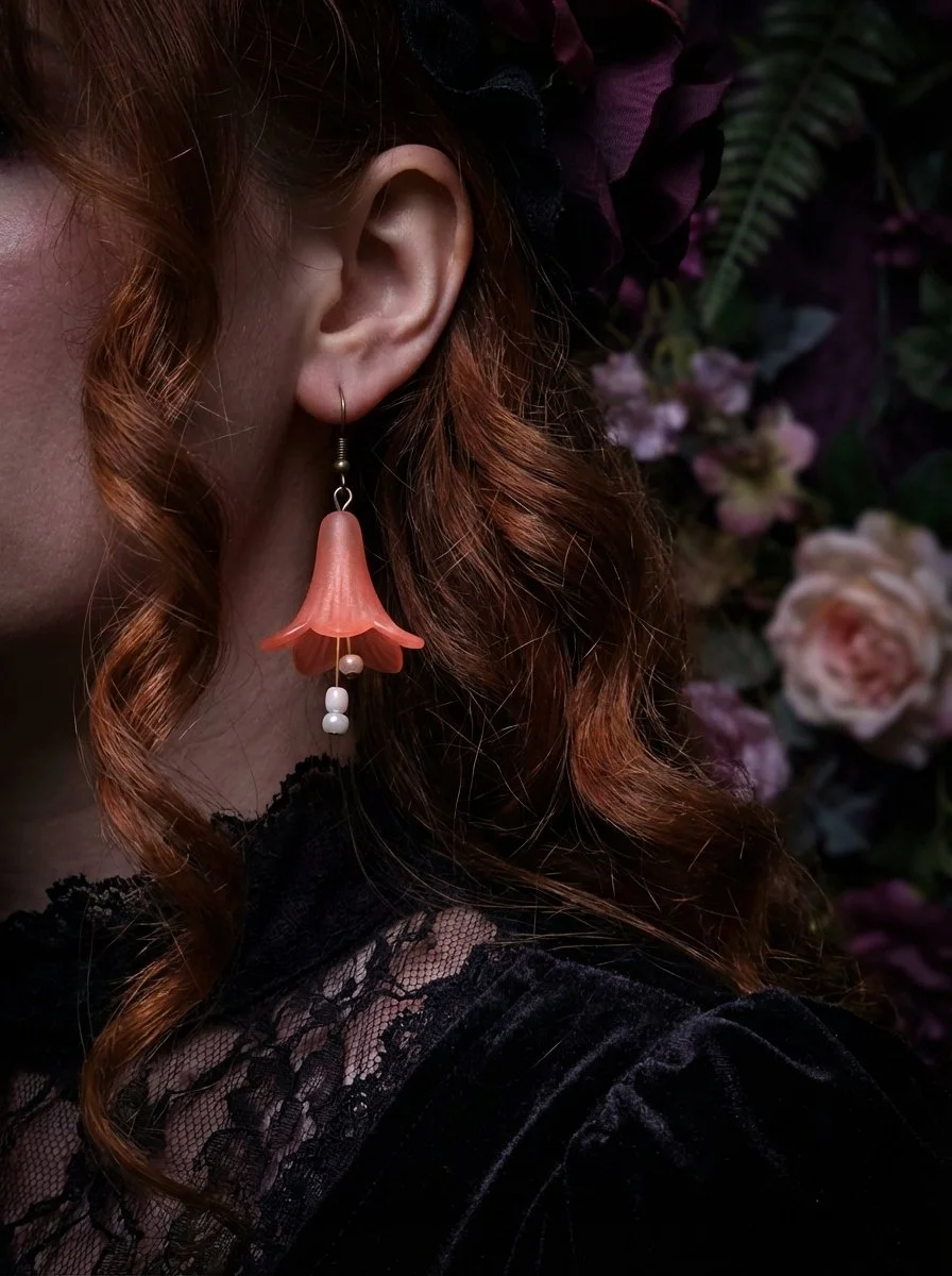 Bell Flower Pearl Drop Earrings
