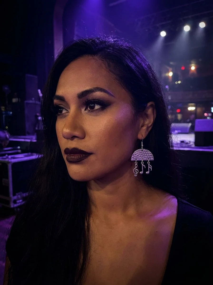 Silver Harmony Earrings with Music Note Charms