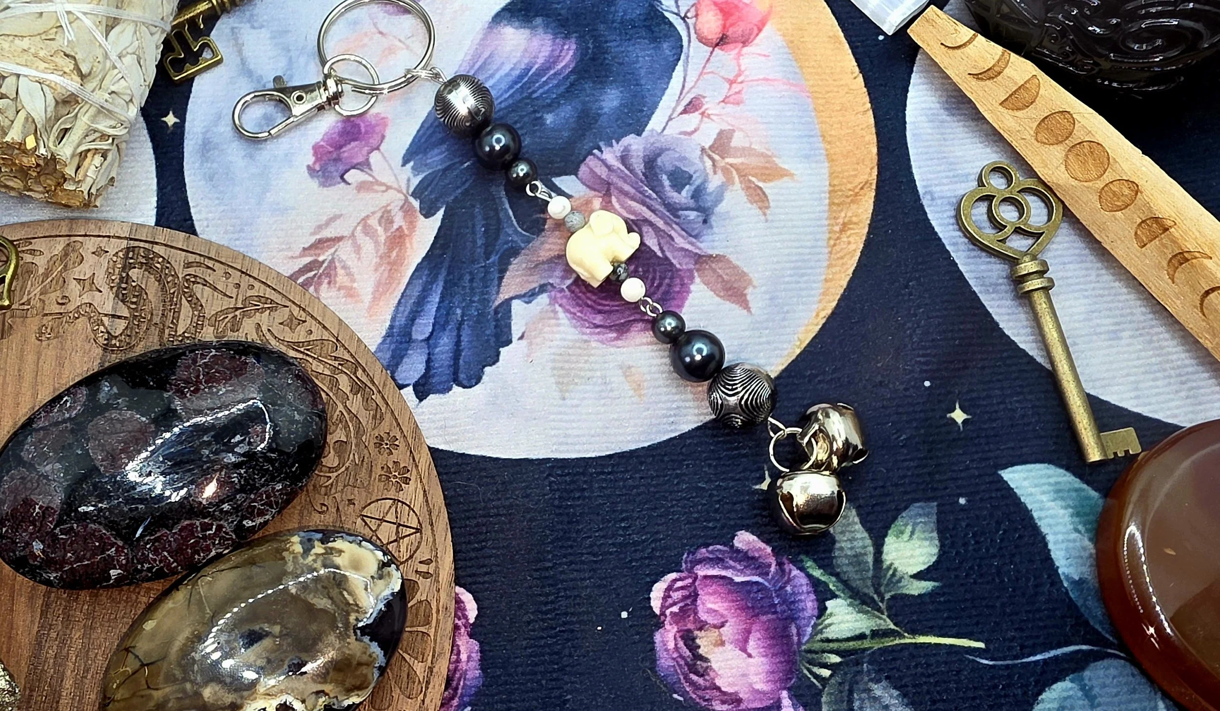 Enchanted Elephant Keychain with Bells