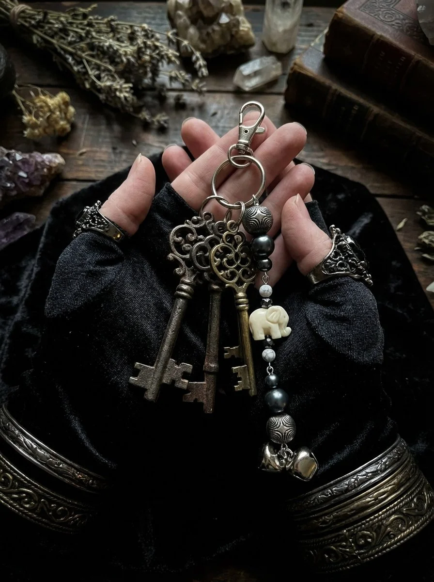 Enchanted Elephant Keychain with Bells