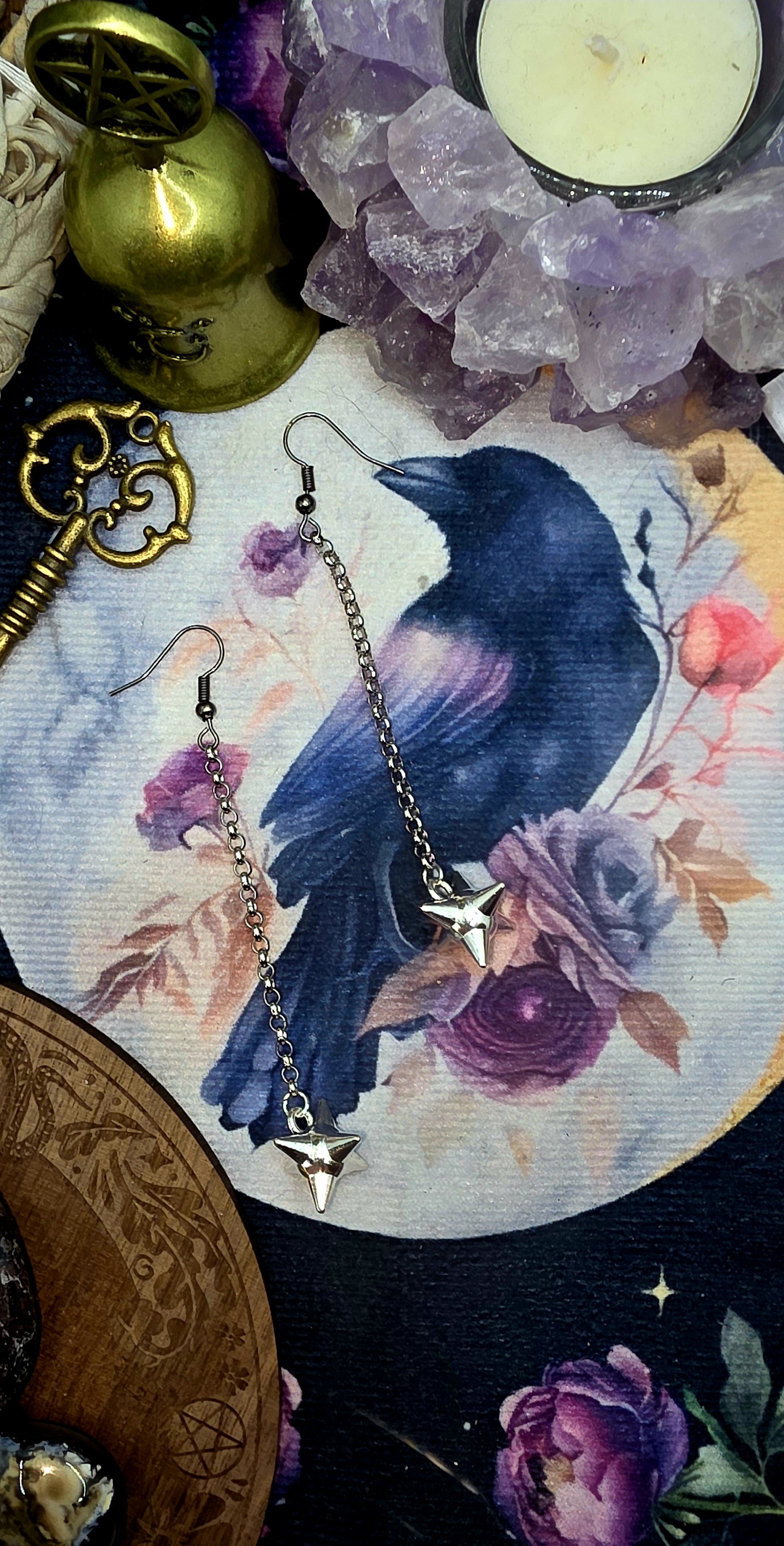 Silver Morningstar Weapon Earrings