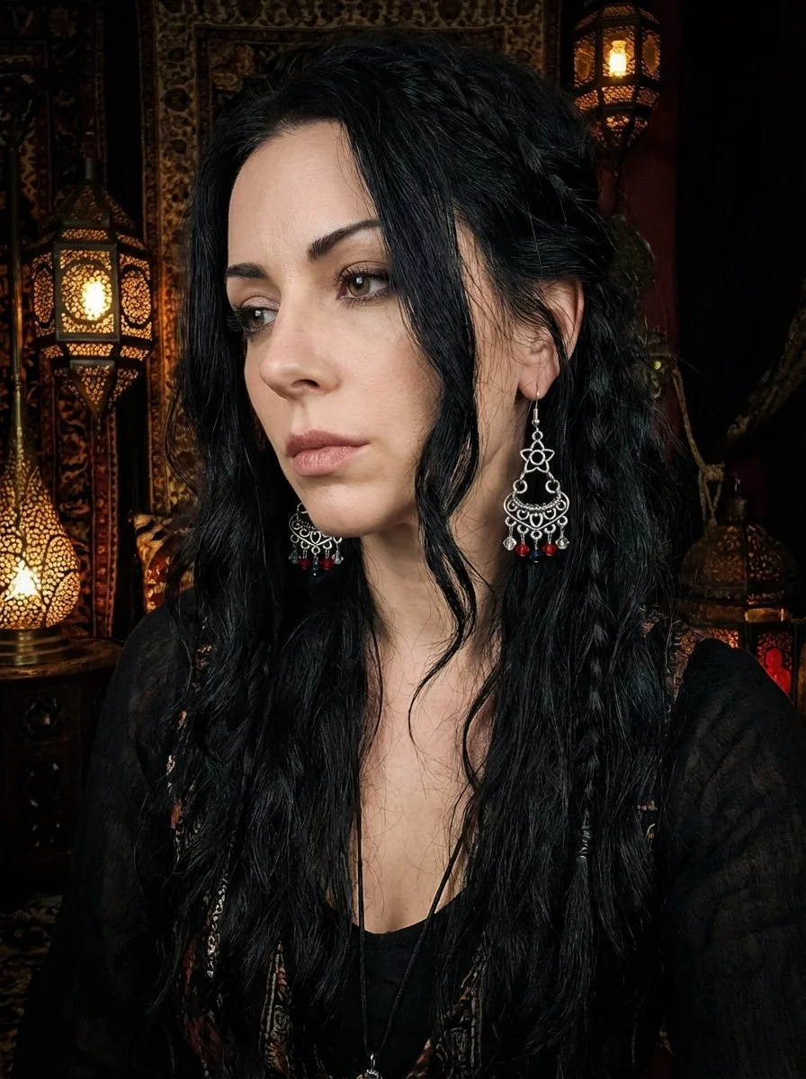 Star Top Silver Chandelier with Patriotic Gems