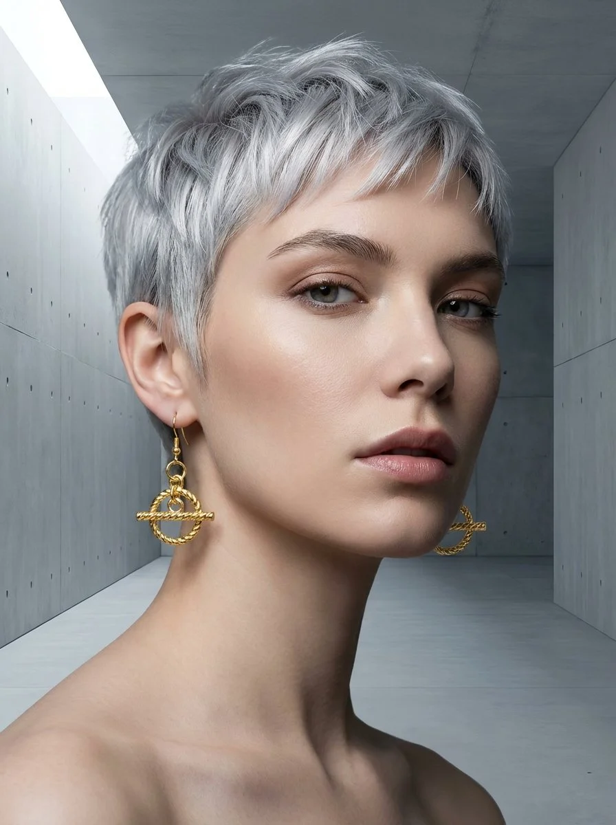 Twisted Gold Ring and Bar Earrings