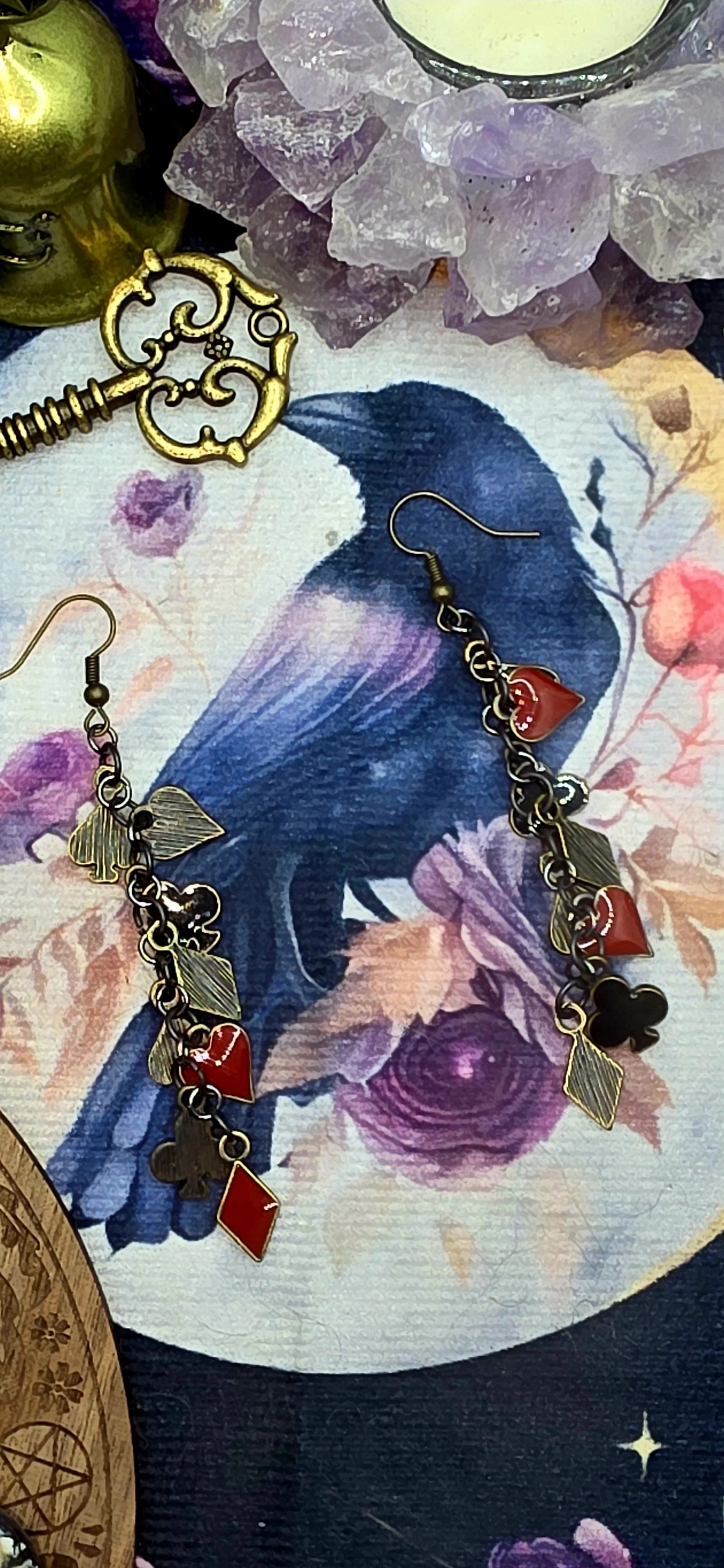 Cluster Tassels of Playing Card Suits Earrings