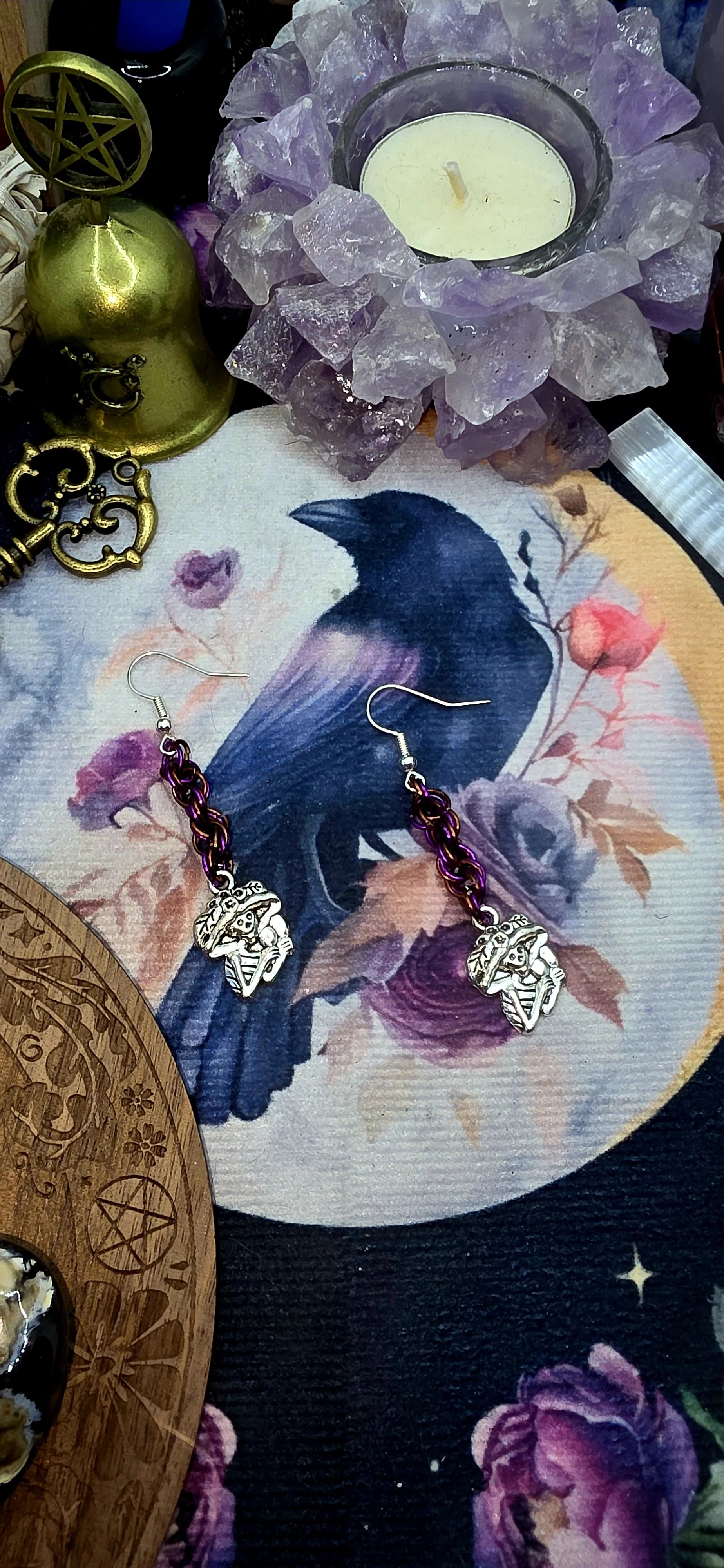 Gothic Elegance Chainmail Skeleton Earrings