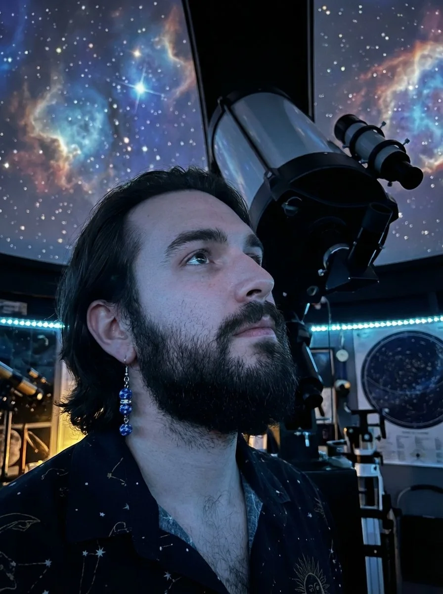 Celestial Blue Earrings with Silver Star Accents