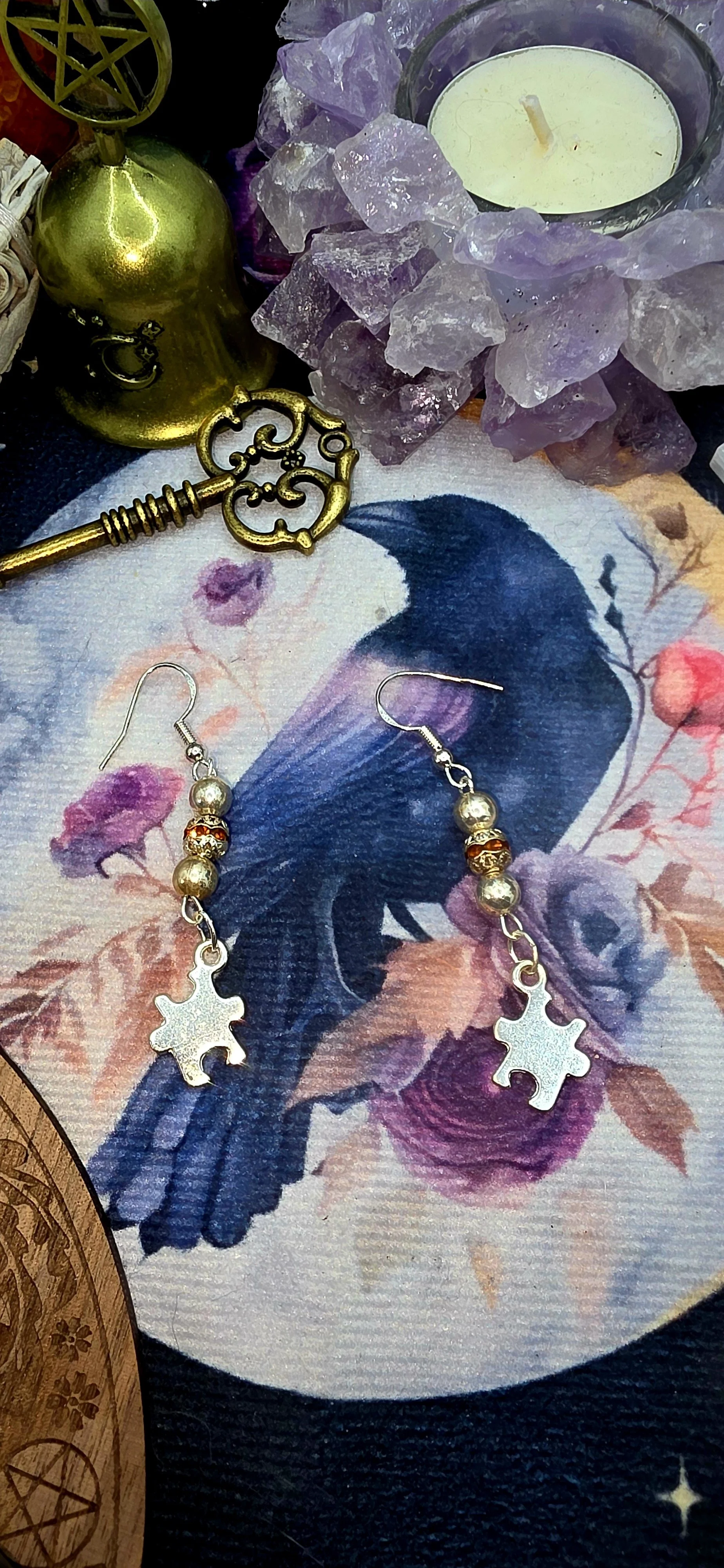 Mystic Puzzle Gem Charm Earring