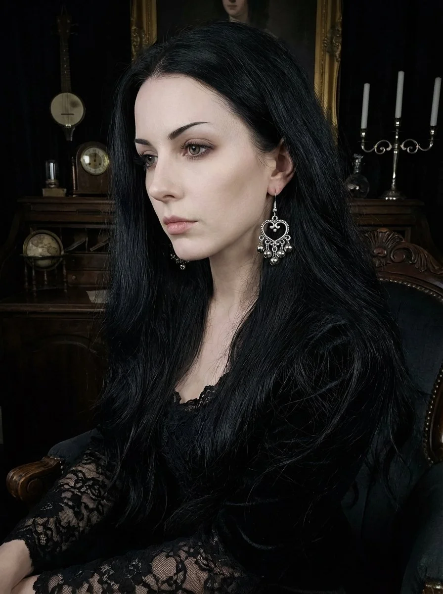 Silver Filigree Heart Earrings with Bells