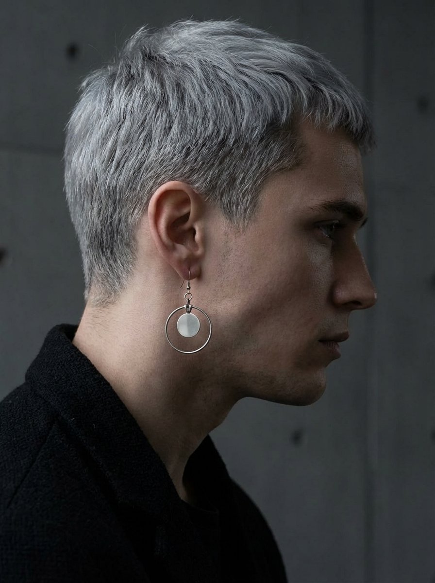 Elegance Silver Disc & Hoop Earring