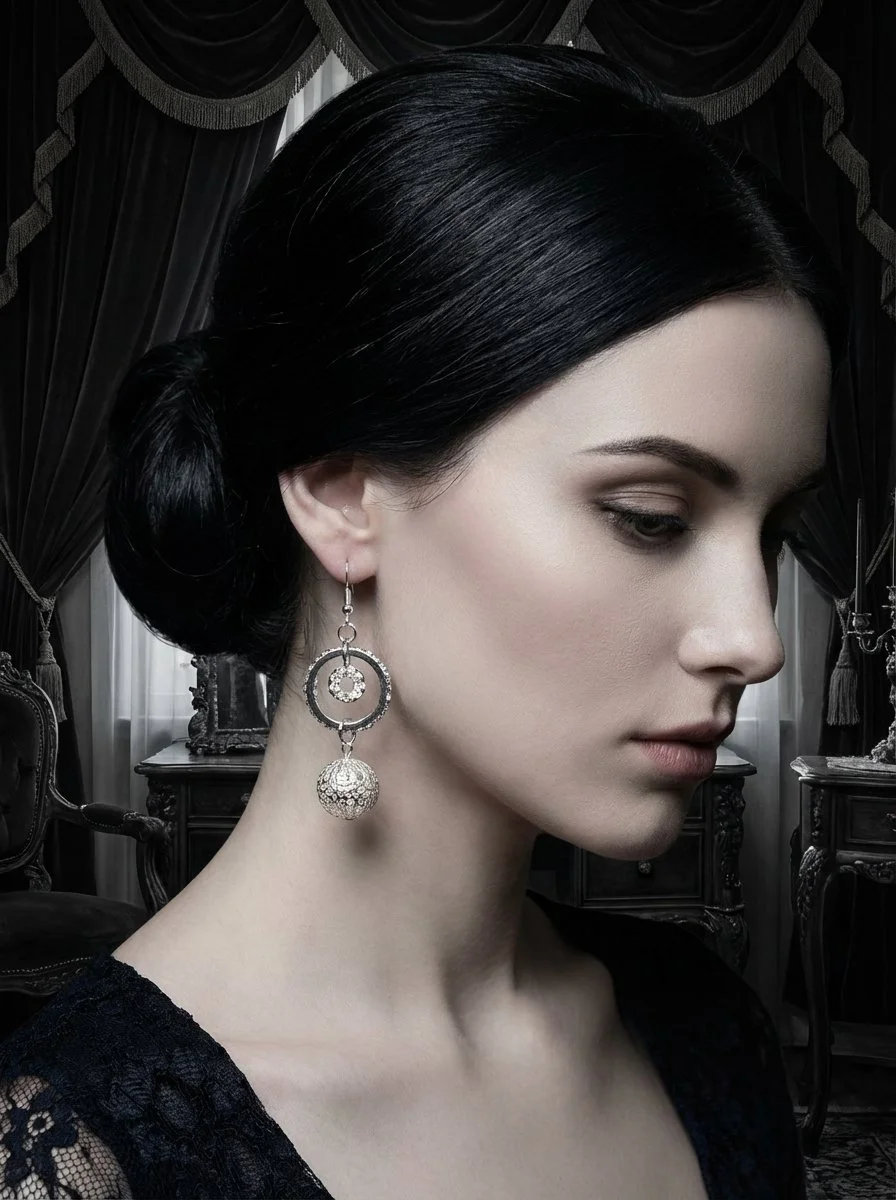 Double Gem Filigree Ball Earrings