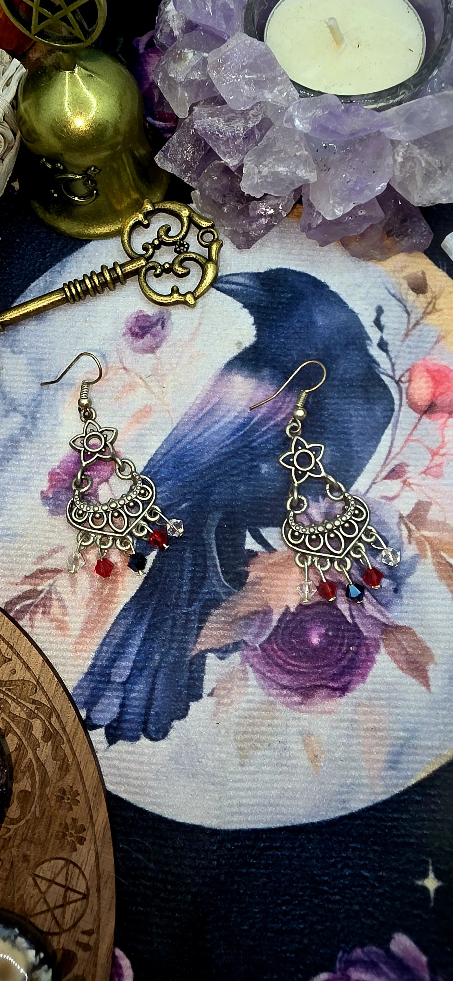 Star Top Silver Chandelier with Patriotic Gems