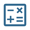 A calculator icon with an addition sign, a subtraction sign, a multiplication sign, and an equal sign.