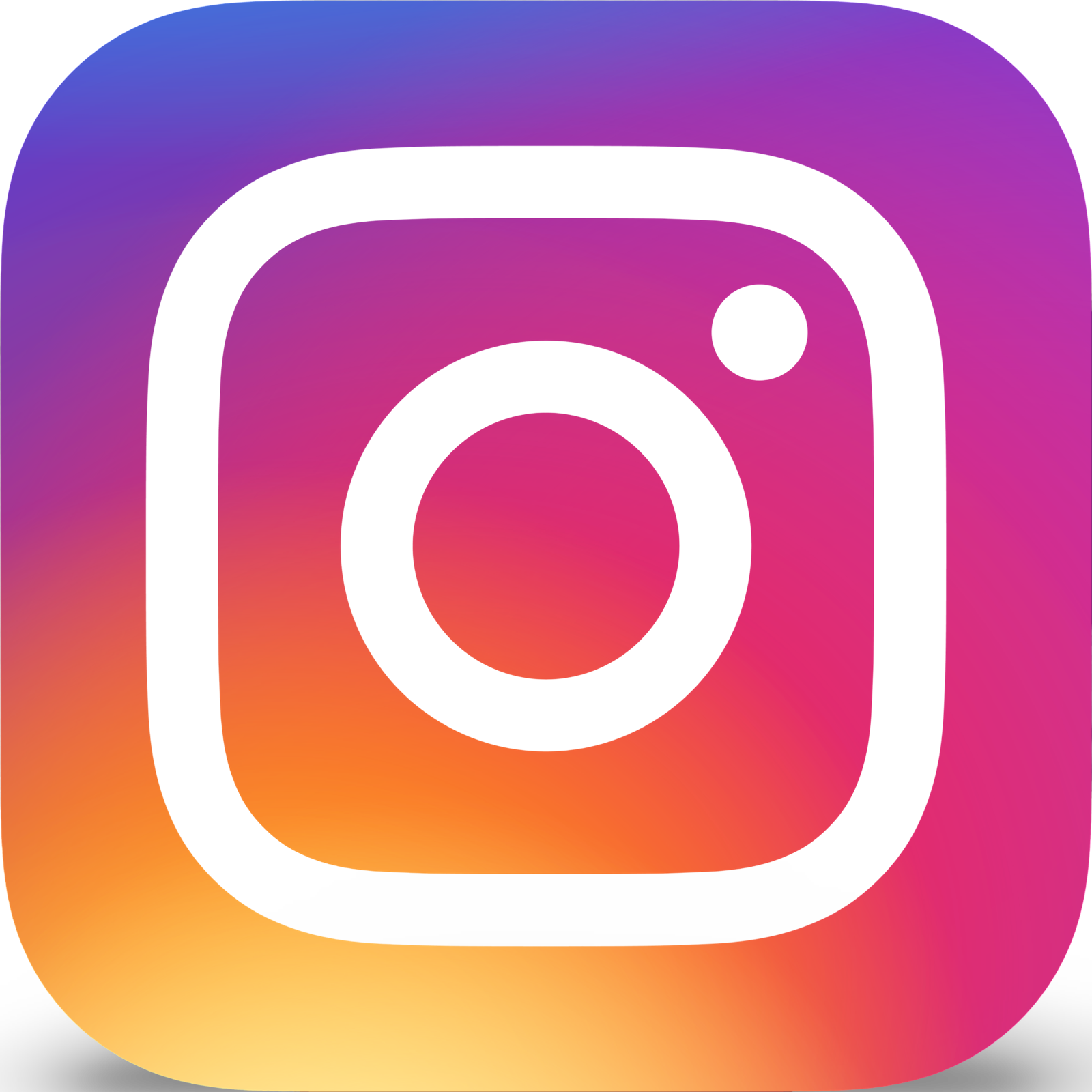 Instagram app icon with a white outline of a camera on a colorful gradient background.