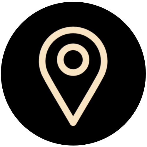 Map pin icon on black background