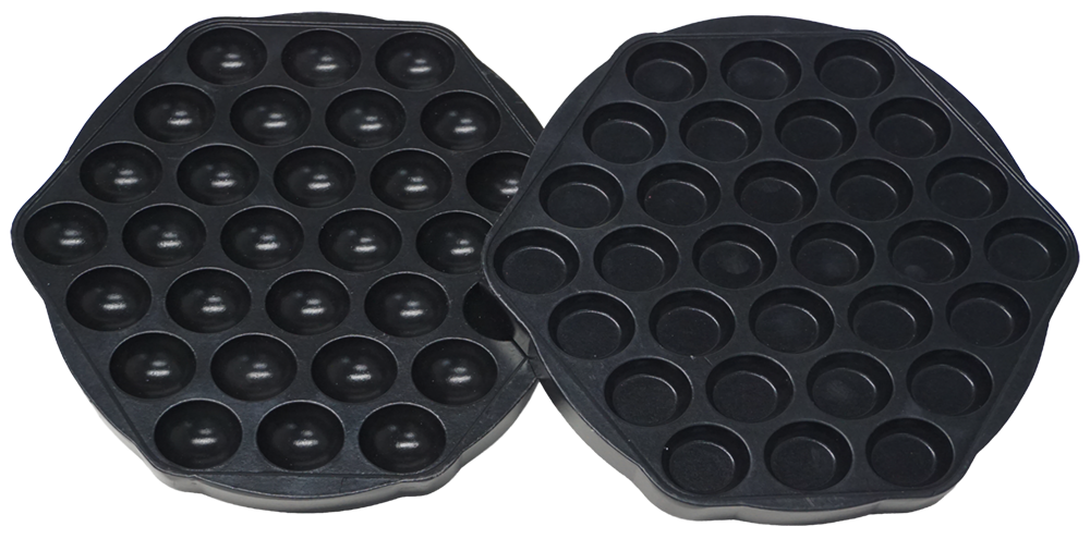 Two black octagonal silicone pop-it fidget toys, one with 24 bubbles and the other with 20 bubbles.