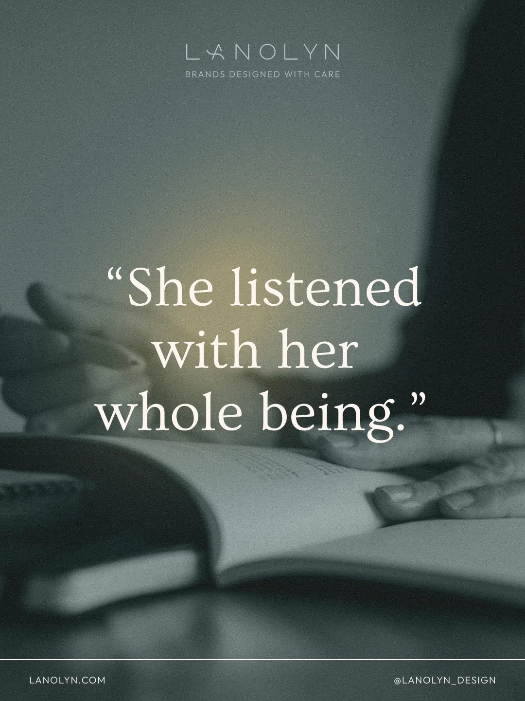 Most brands don&rsquo;t lack heart. They lack translation.

They came with a mission. With values. With vision. But it lived in words &mdash; not visuals.

So we began with listening. Listening for the catalyst. Listening for the conviction. Listenin