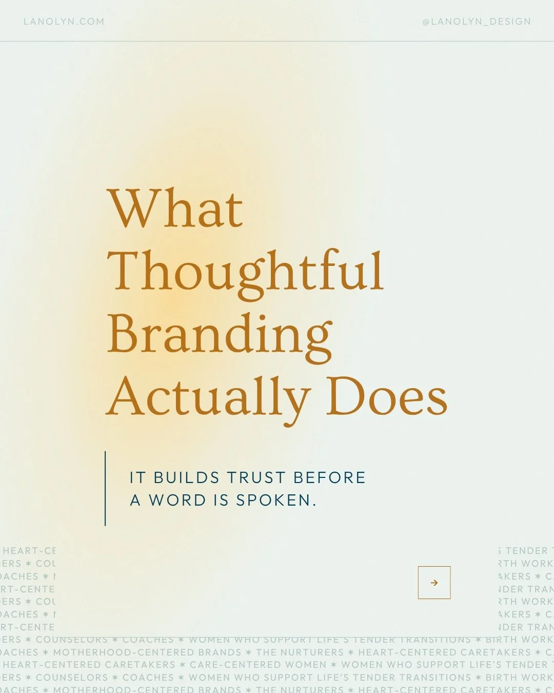 Trust is rarely built through explanation alone.
It&rsquo;s built through alignment.
The feeling your brand creates before someone ever reaches out.

✸ Designing the spark that brings your nurturing care into focus.

&rarr; ʟᴇᴛ ʏᴏᴜʀ ʙʀᴀɴᴅ ʀᴇꜰʟᴇᴄᴛ ᴛʜᴇ