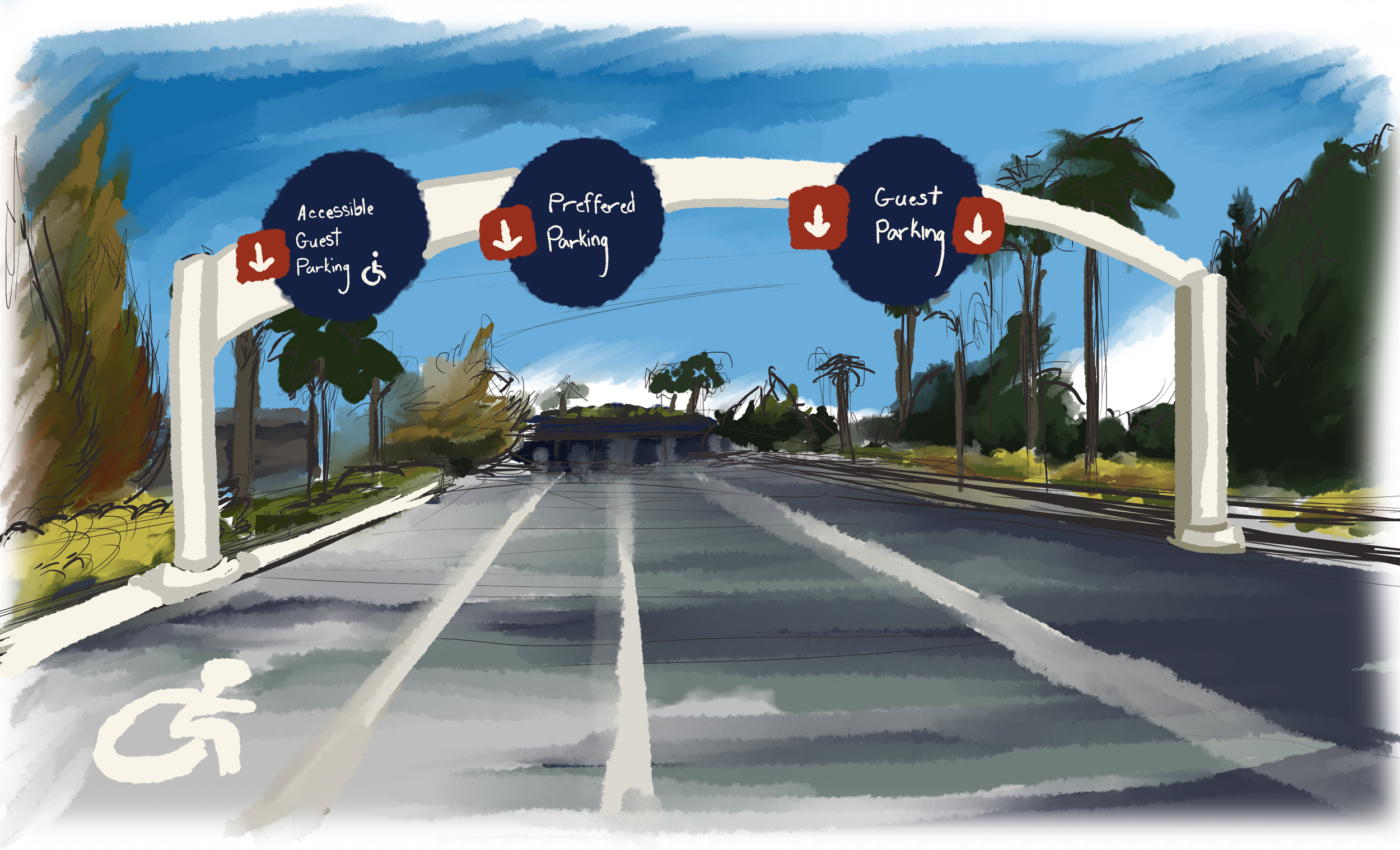 A mockup rendering I had created in college representing signage for Universal Studios parks