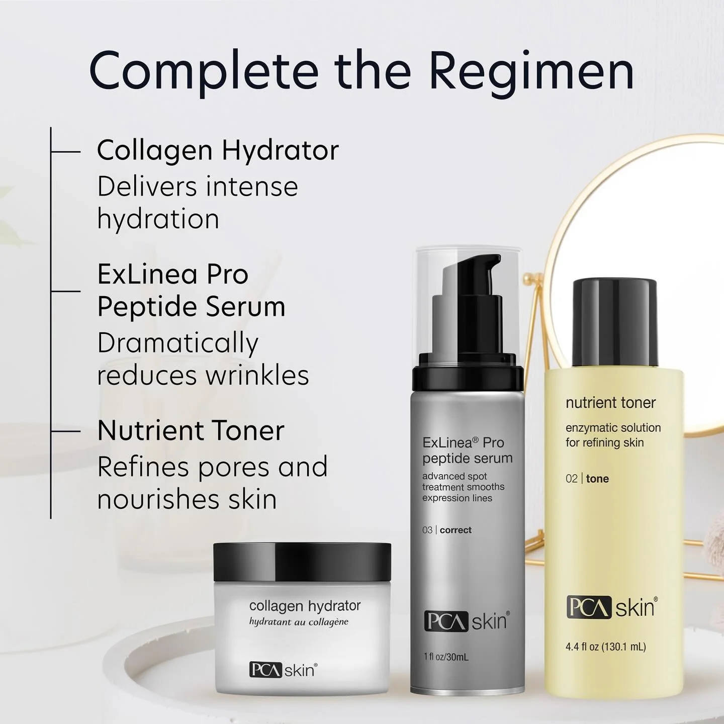 Skin goals don&rsquo;t happen by accident. They happen by regimen. ✨

Hydration ✔️
Peptides ✔️
Refined, nourished skin ✔️

This trio works smarter, not harder:
💧 Collagen Hydrator to lock in moisture
🧬 ExLinea Pro Peptide Serum to soften expression