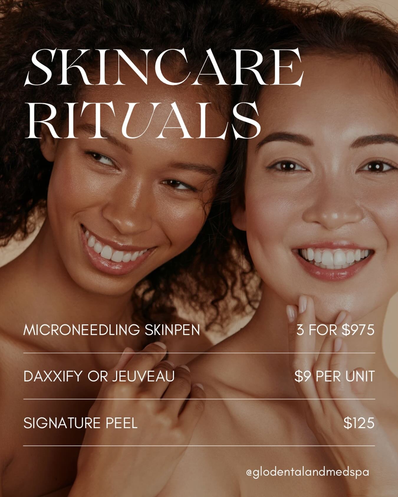 ✨ Skincare is a ritual. ✨
Not a trend. Not a quick fix.

&bull; SkinPen Microneedling &mdash; 3 for $975
&bull; Daxxify or Jeuveau &mdash; $9/unit
&bull; Signature Peel &mdash; $125

Luxury skin. Clinical results.
📲 DM to book or tap the link.

#ski