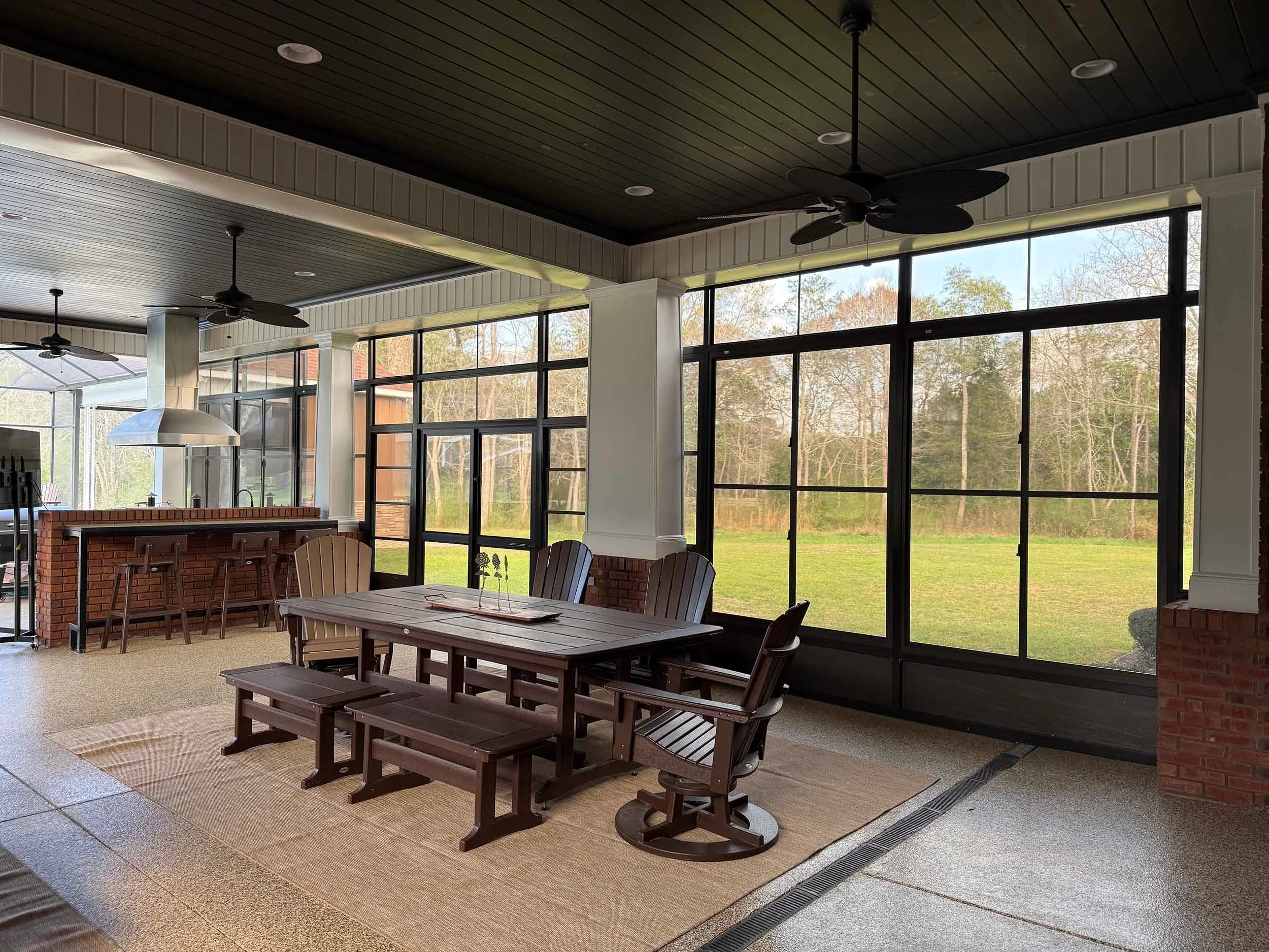 Custom EZE-Breeze porch enclosure by Hathcock Home Services in Dothan, Alabama.