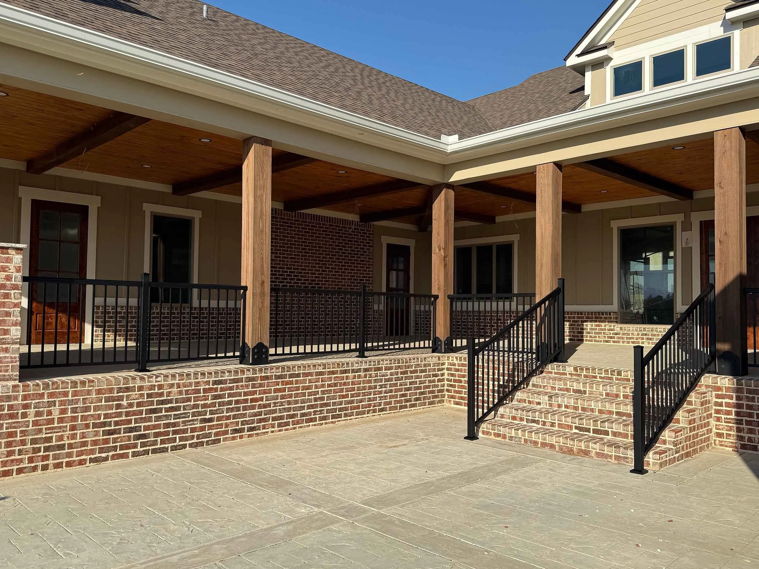 Custom stair handrail installation for a Dothan-area residential property.