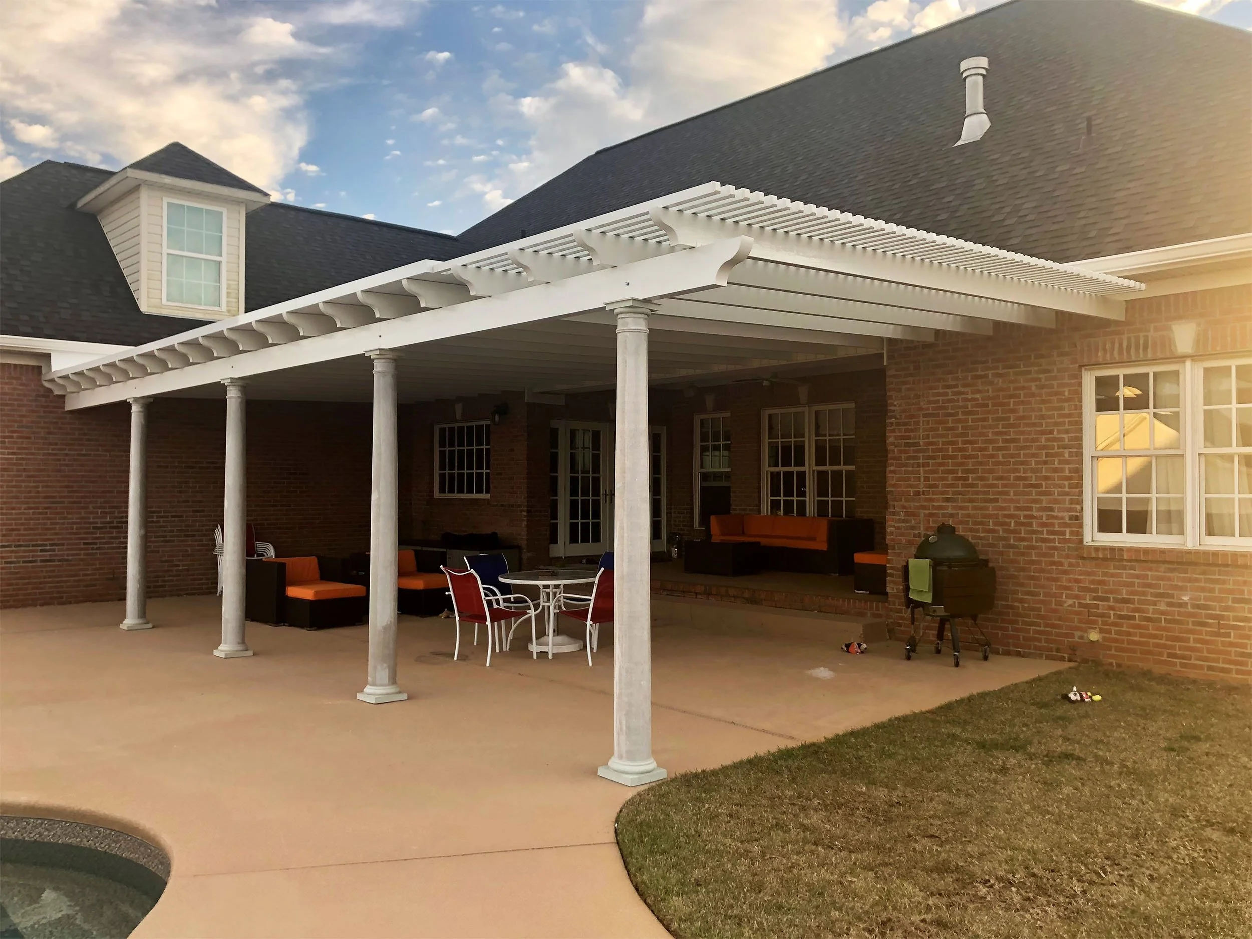 Pergola addition designed to complement the home’s outdoor living space.