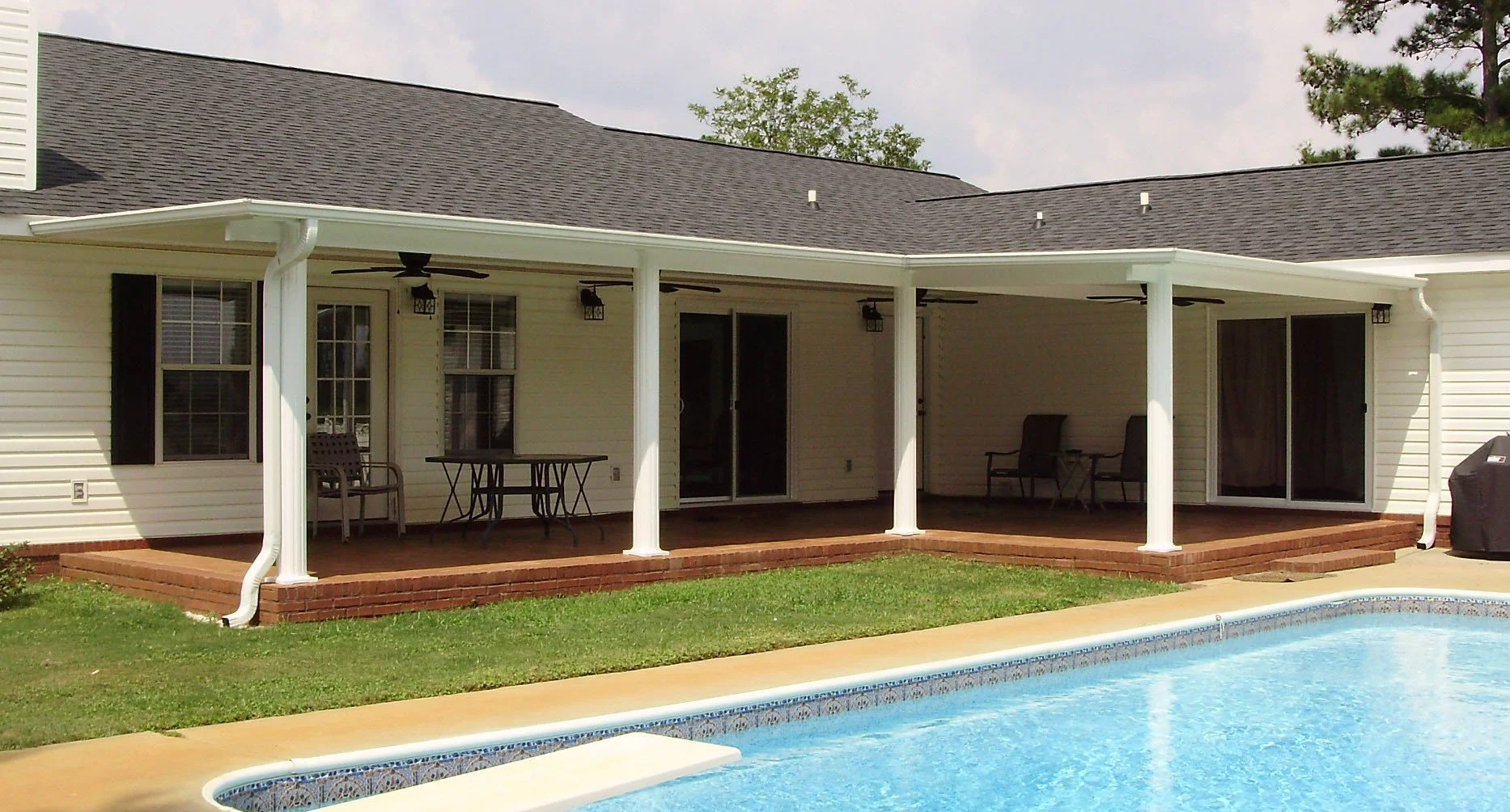 Covered patio addition creating a more usable outdoor space for the home.