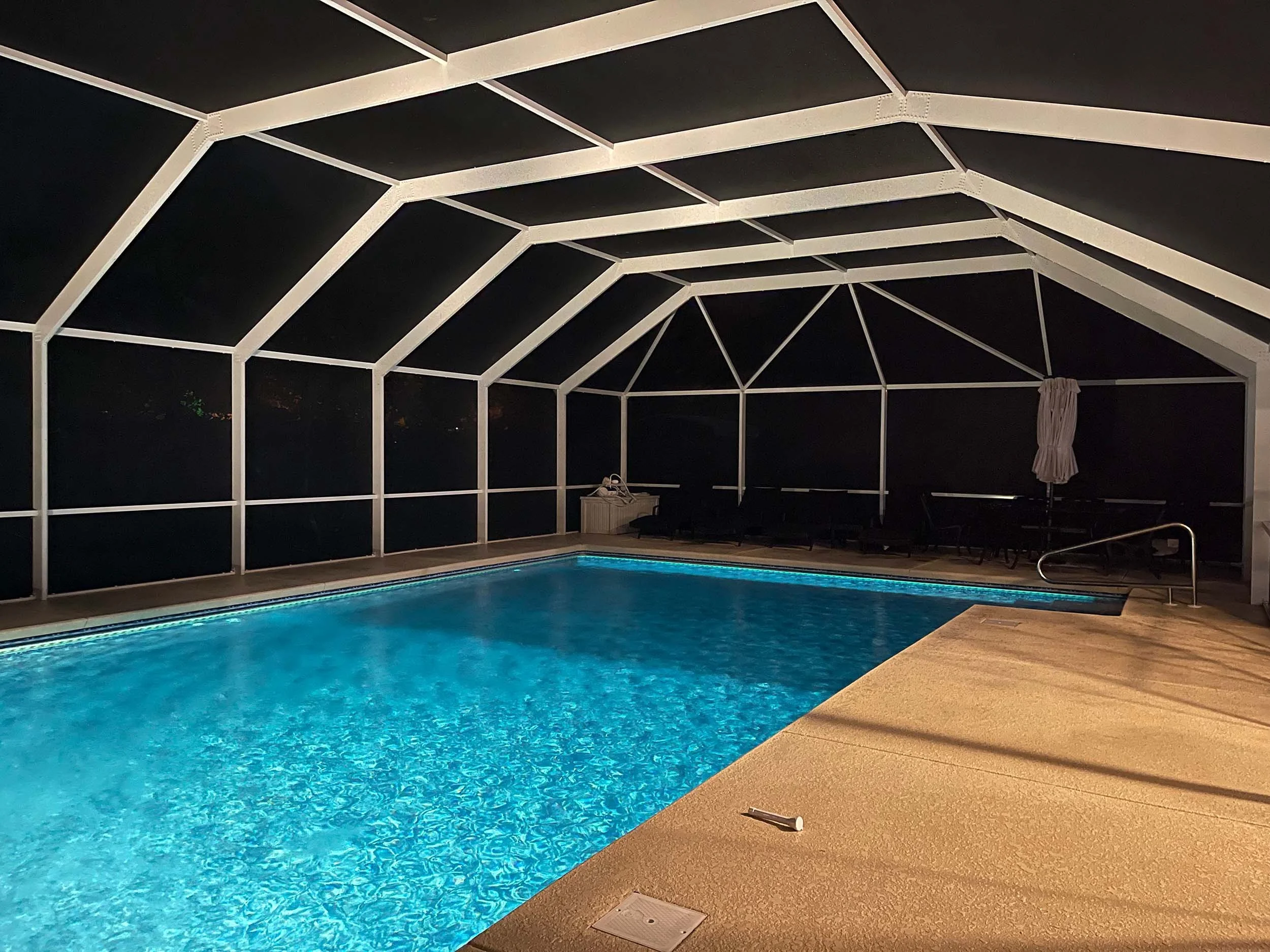 Custom pool cage serving homeowners in Dothan and the surrounding Wiregrass area.