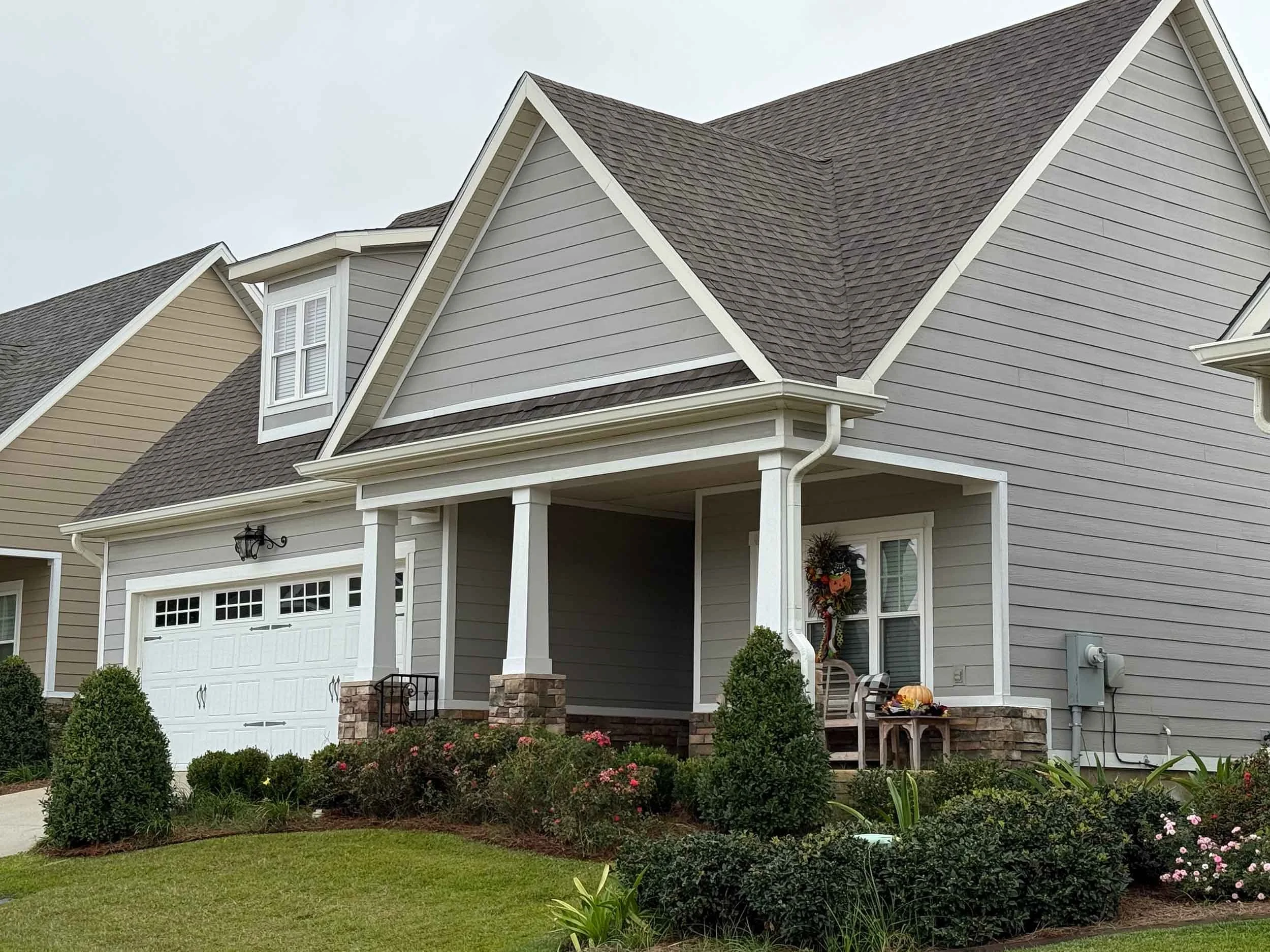 Seamless gutter installation designed to complement the home’s exterior style.