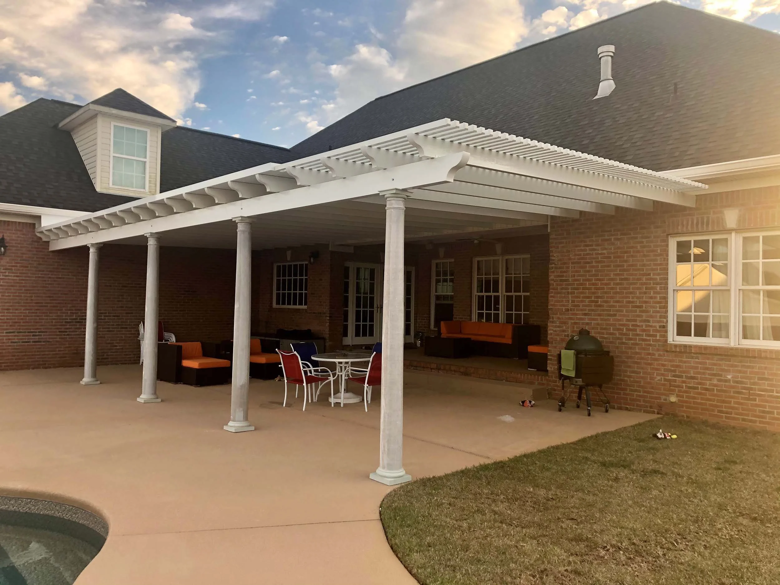 Custom residential pergola built to add beauty, shade, and usable outdoor space.