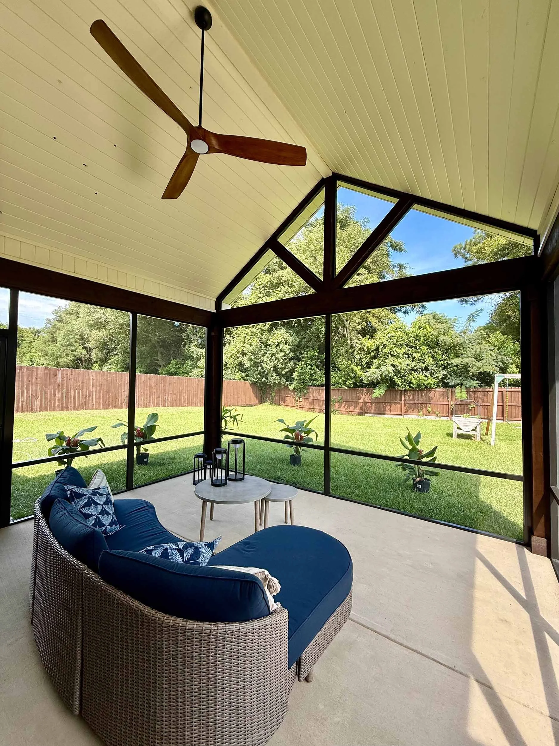 Screenroom addition providing protection from bugs while keeping outdoor views.