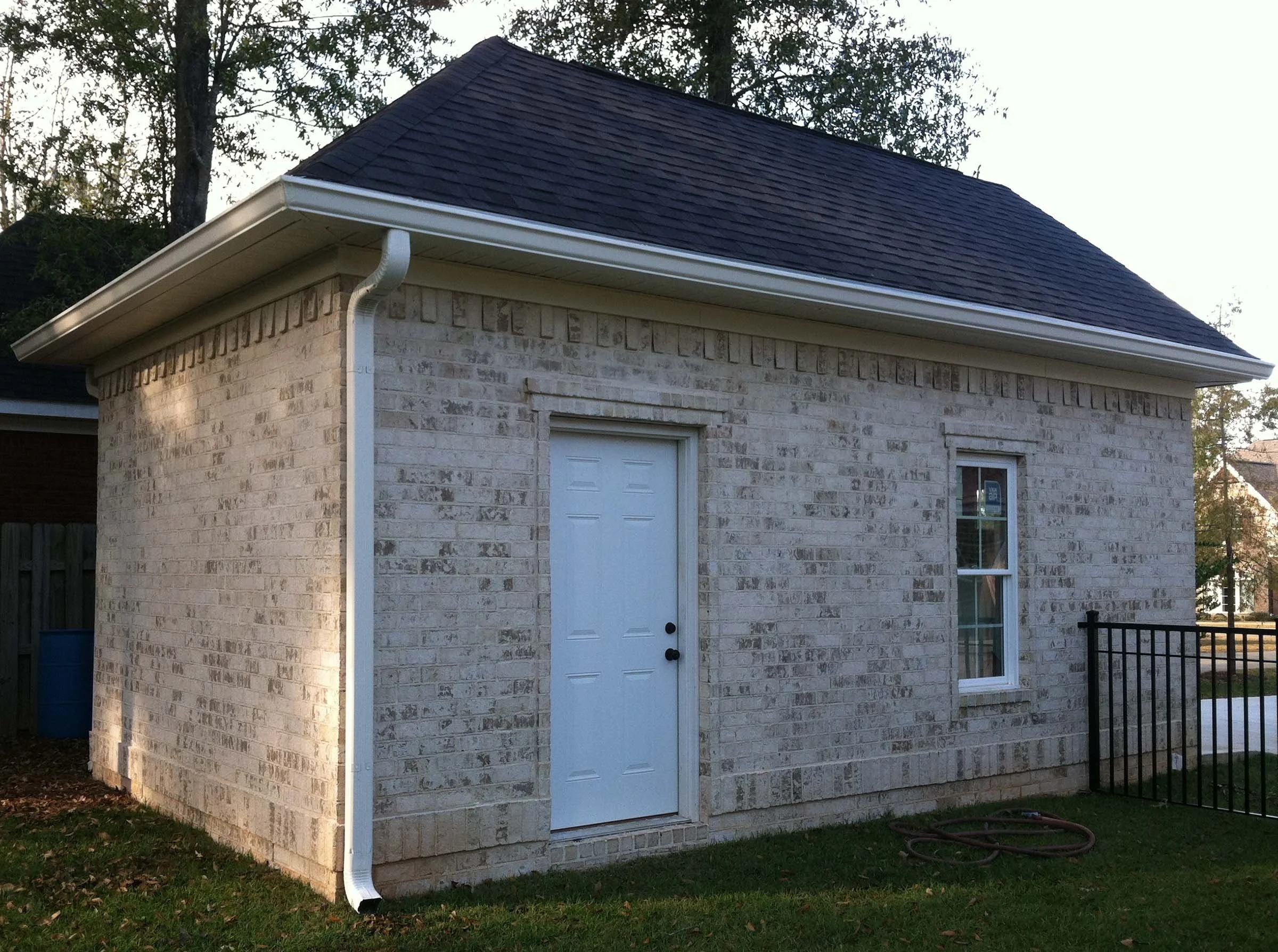 Custom gutter system installed to direct rainwater away from the home.