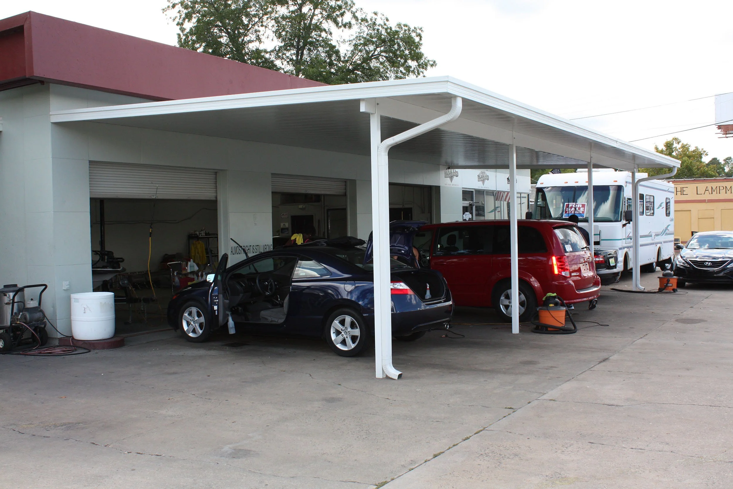 Commercial awning installation by Hathcock Home Services in Dothan, Alabama.