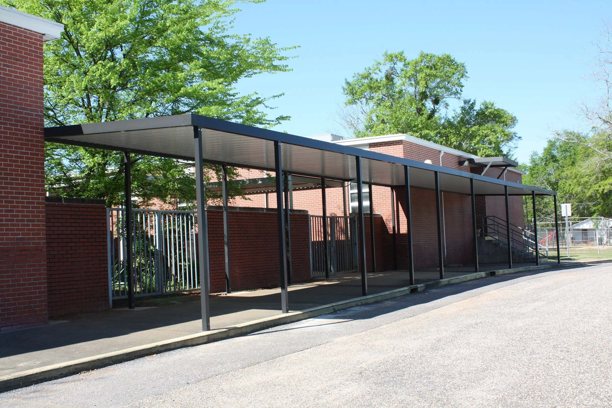 Hathcock Home Services covered walkway project for a commercial space.