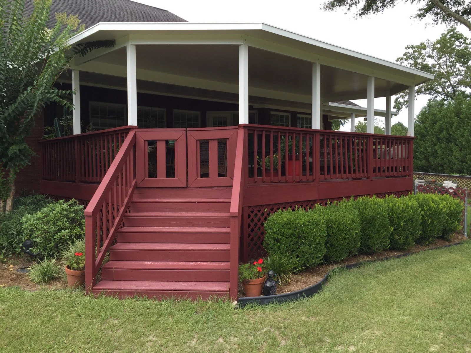 Residential awning installation by Hathcock Home Services in Dothan, Alabama.