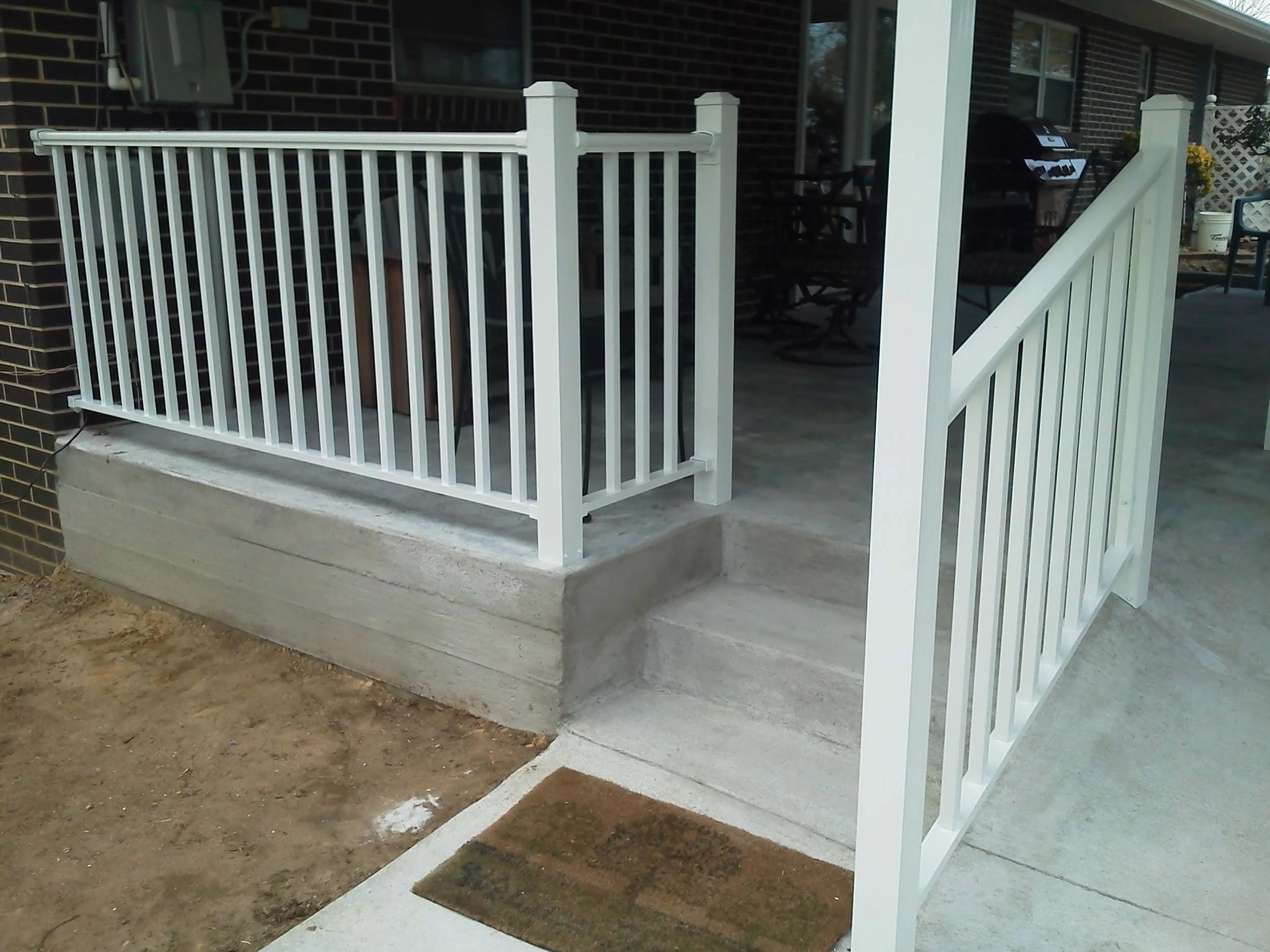 Exterior handrail addition designed to make steps safer and easier to use.