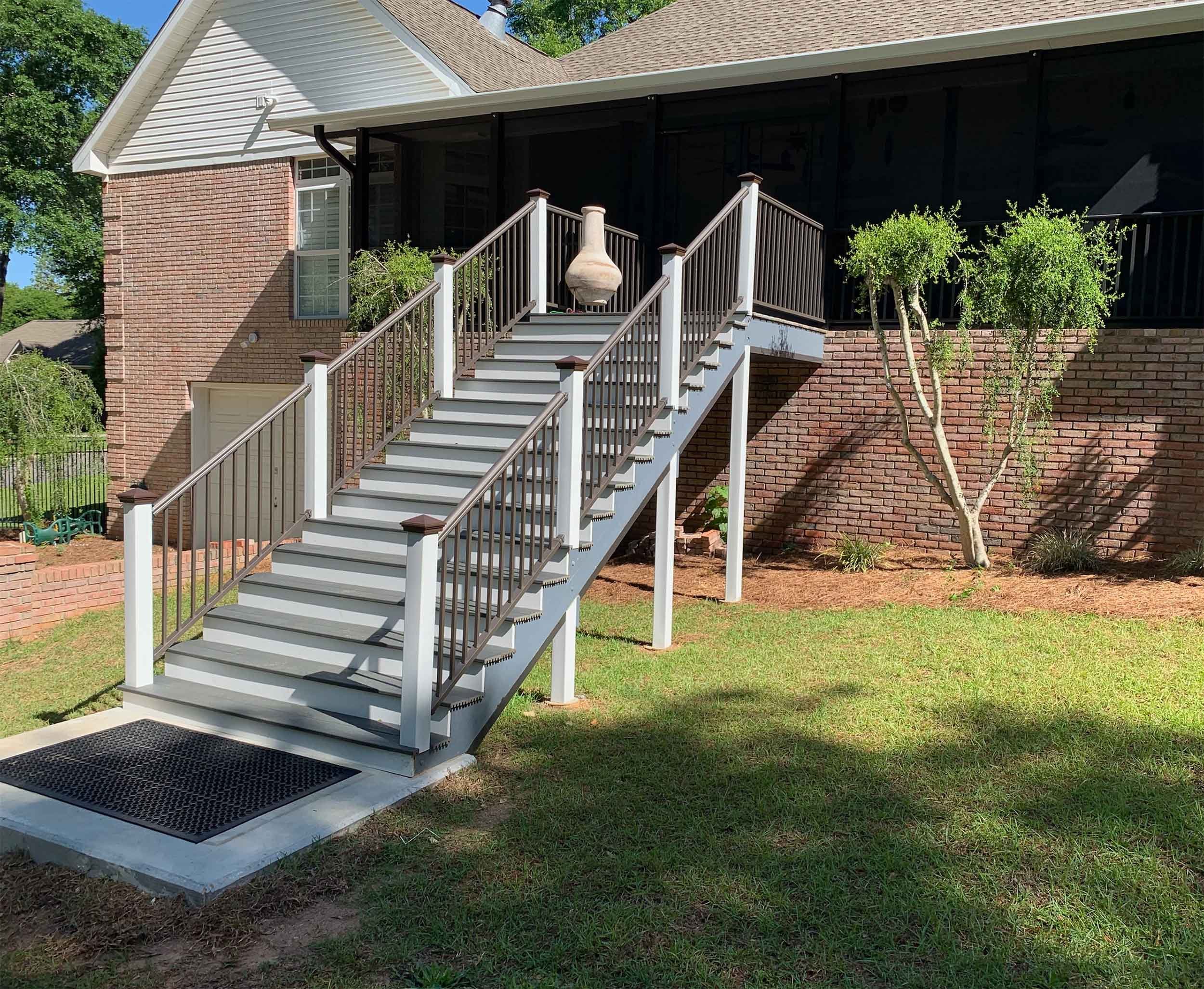 Custom handrail system designed for safe and comfortable access to the home.