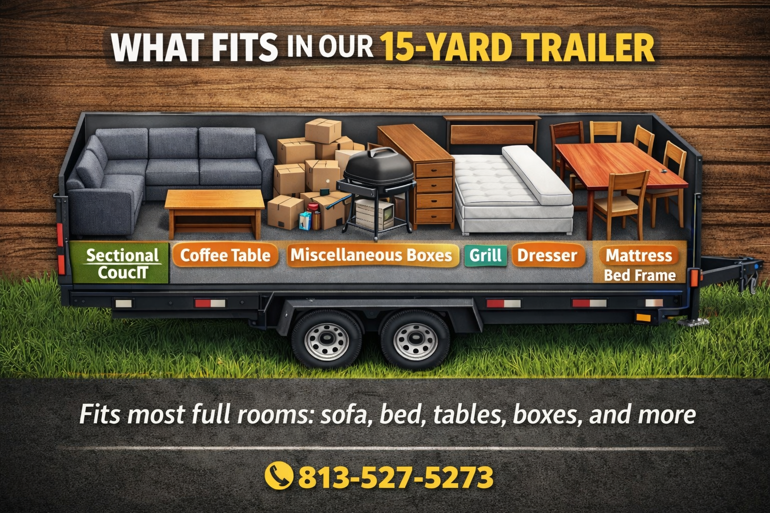 15 - yard junk removal trailer capacity