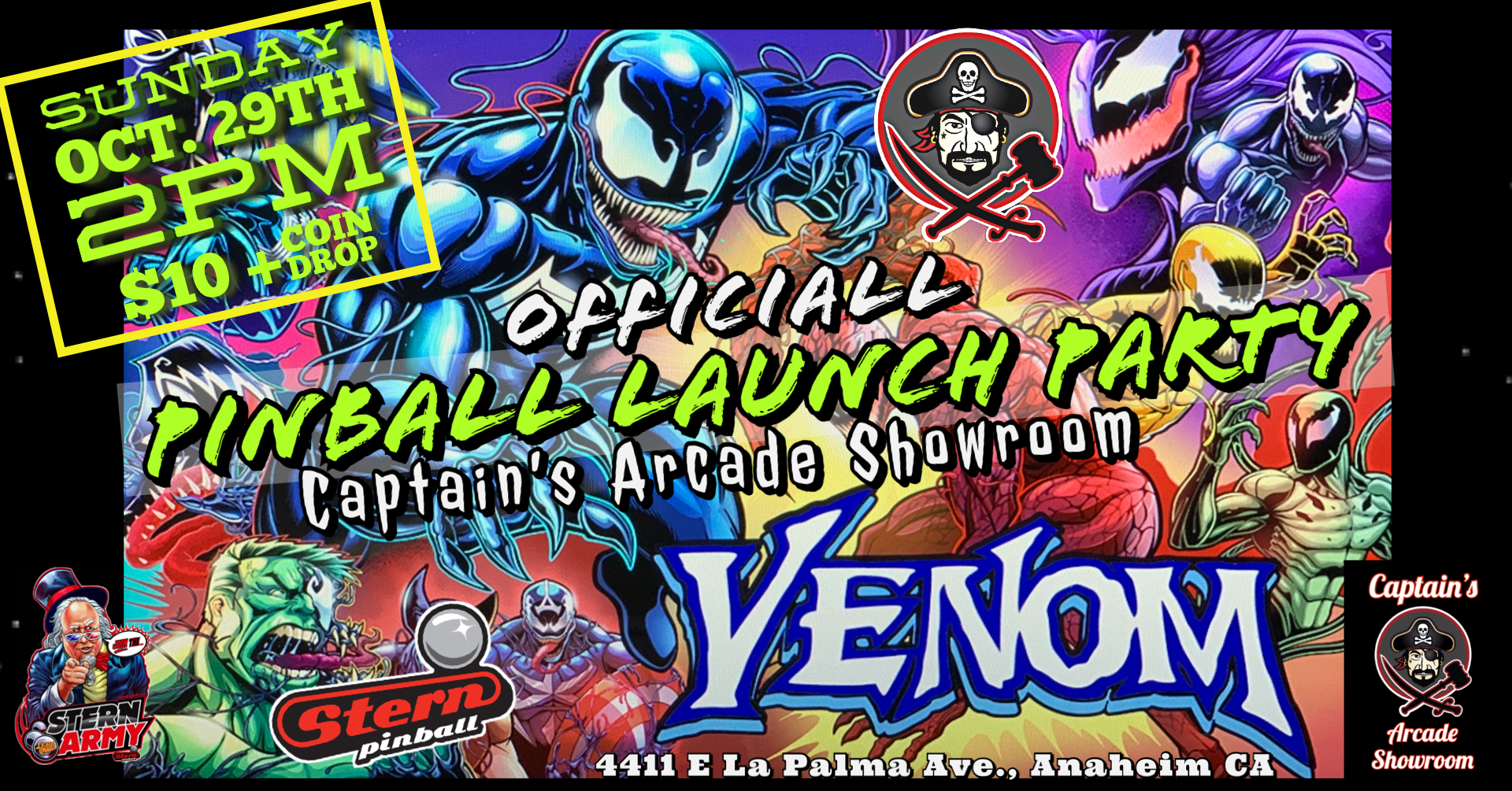 Stern Army Venom Pinball Launch Party