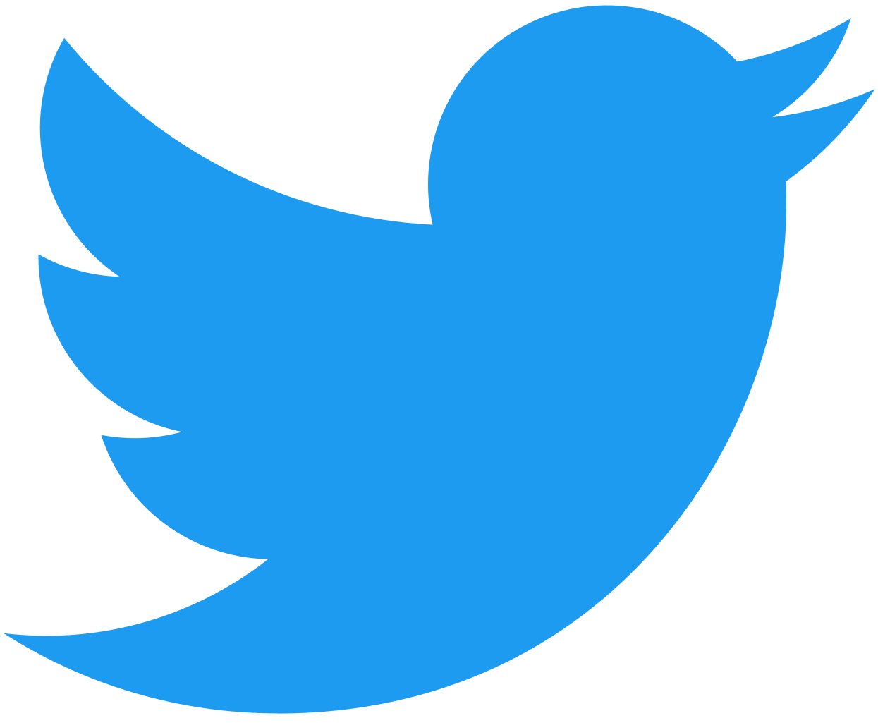 Blue Twitter bird logo on a black background.