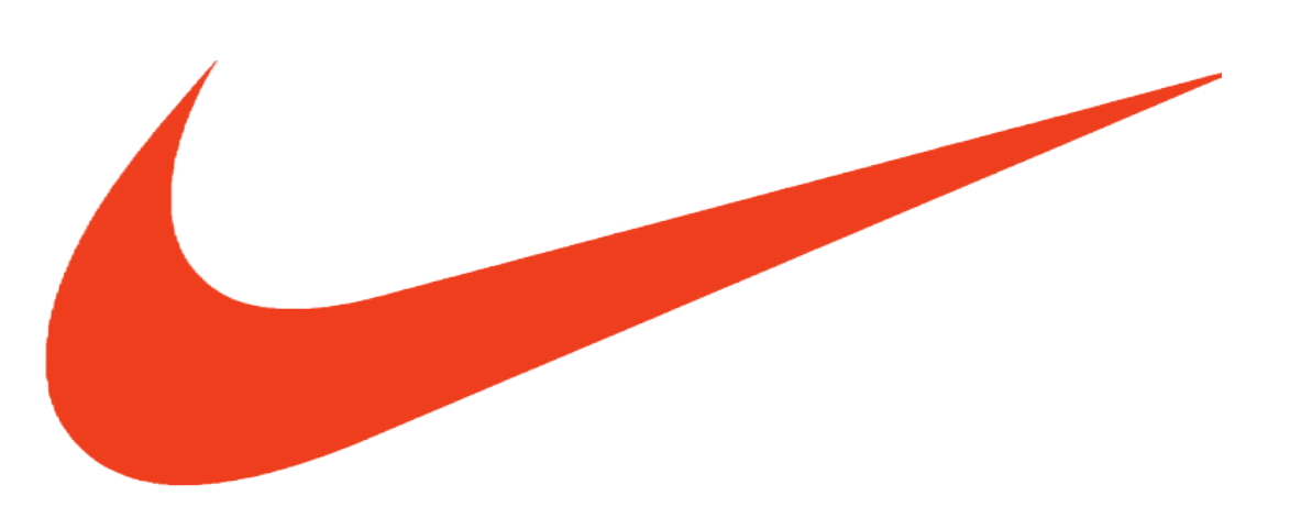 A large red Nike swoosh logo on a black background.