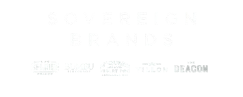 Sovereign Brands logo and various beverage brand names displayed in white on a black background.