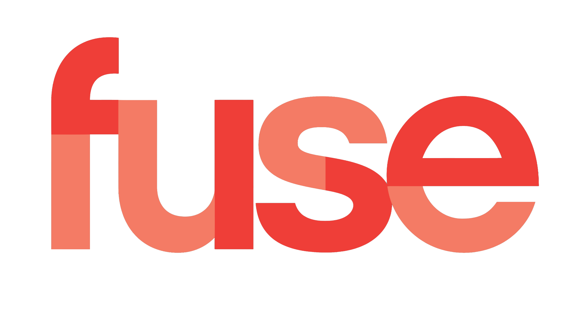 The word "fuse" written in lowercase letters with a gradient of red shades, overlapping in some areas, on a transparent background.