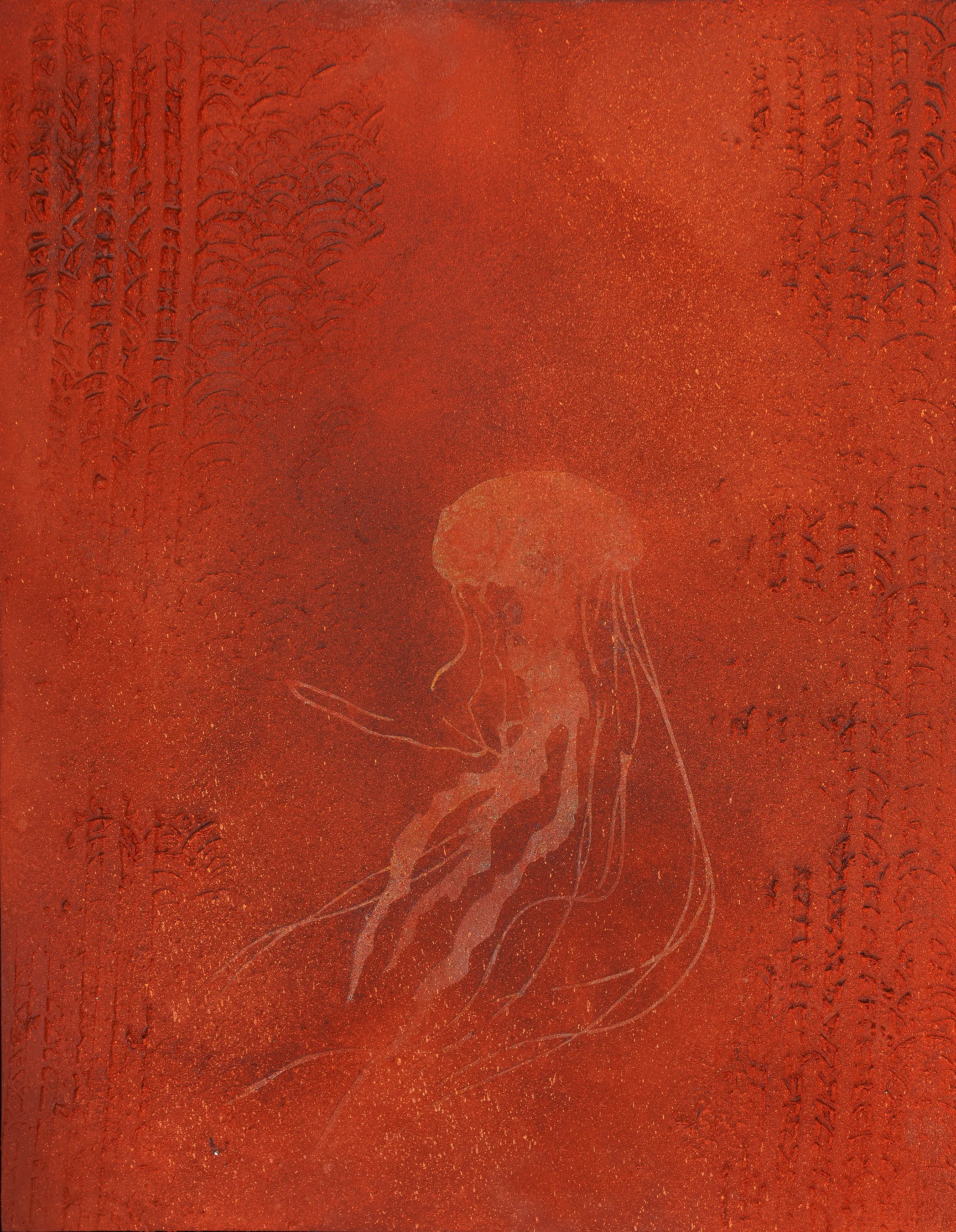 Medusozoa No. 1 (Rust) jellyfish artwork from the Aquatic Series: Hide in Plain Sight by Atlanta artist Aaron O’Connor, OC Studio
