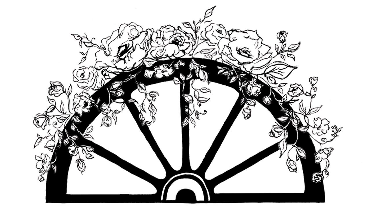 Sunnybrook Living wheel drawing with floral design