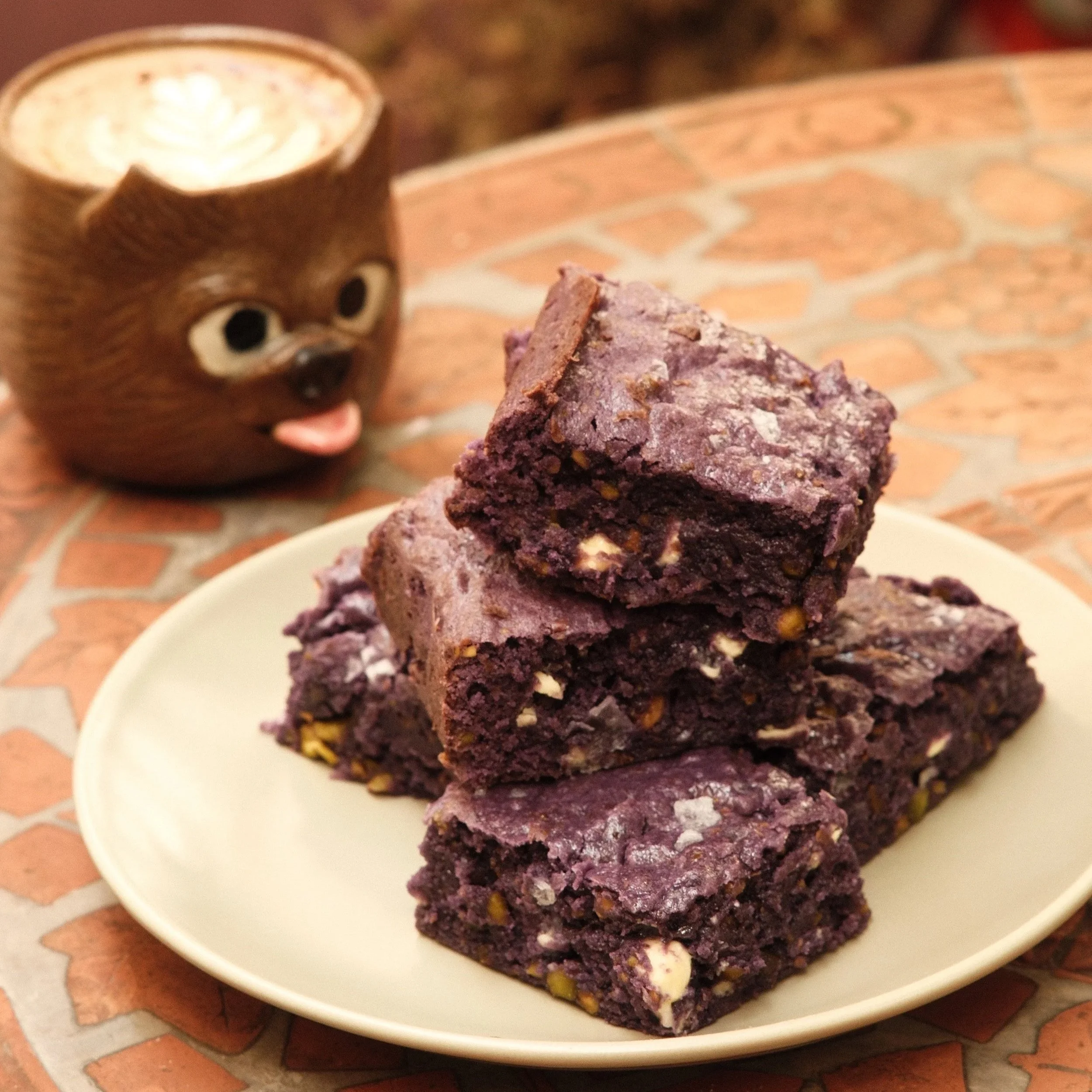 Ube Brownie with Coffee