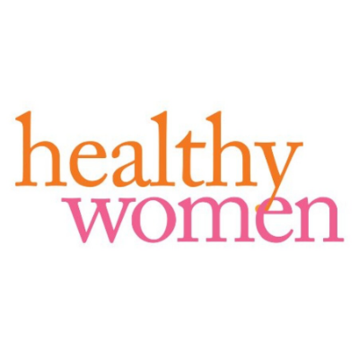 Text that reads 'healthy women' with 'healthy' in orange and 'women' in pink on a white background.