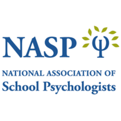 Logo of the National Association of School Psychologists featuring the organization's acronym, name, and a green and blue tree with leaves.